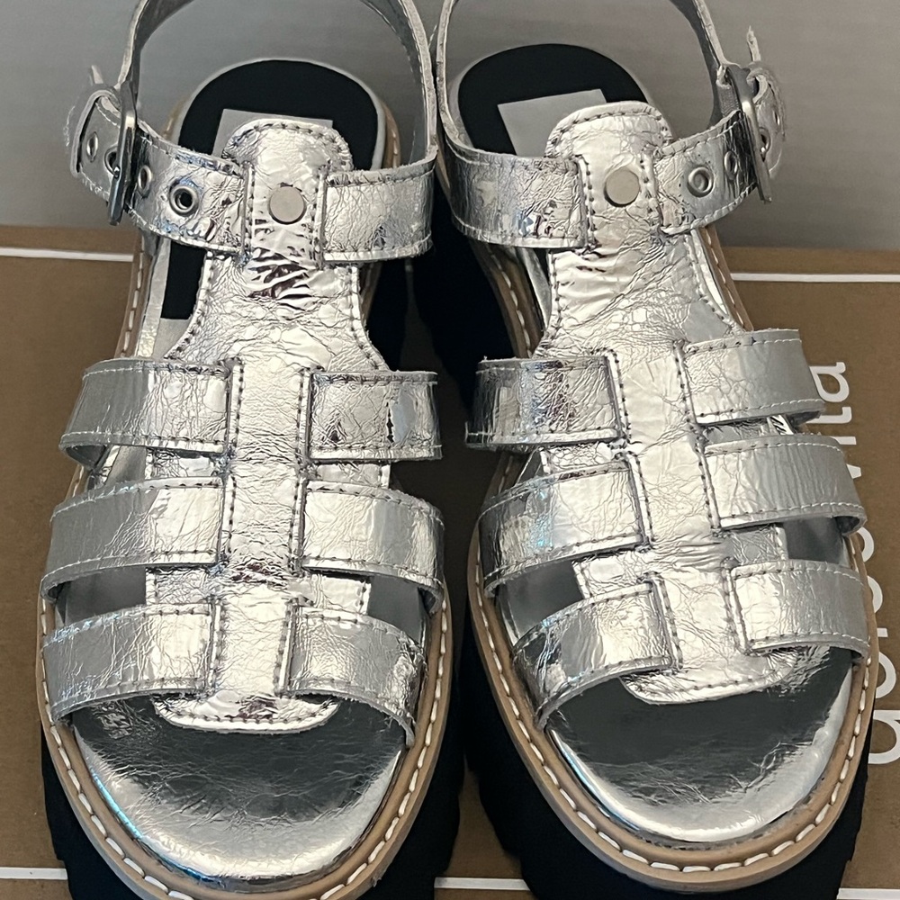 NWT Brand New: Dolce Vita - Distressed Silver Latice Platform Sandals